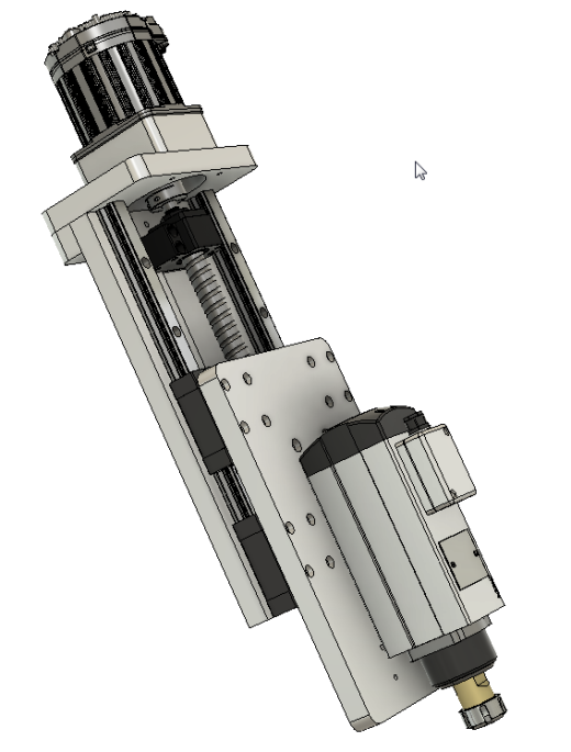 CNC刳刨机Z轴组件的Fusion 360参数模型，具有20毫米Hiwin导轨、20毫米滚珠丝杠和Nema34 Clearpath伺服电机缩略图